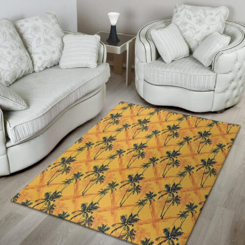 Yellow Palm Tree Hawaiian Print Sillvela Area Rug