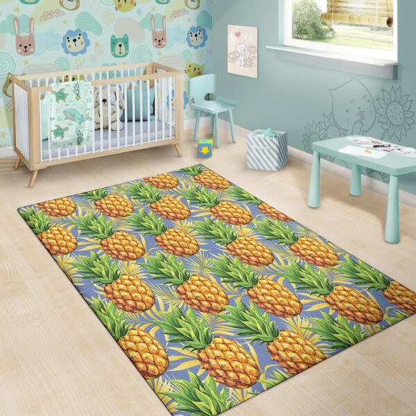 Yellow Pineapple Hawaiian Print Sillvela Area Rug