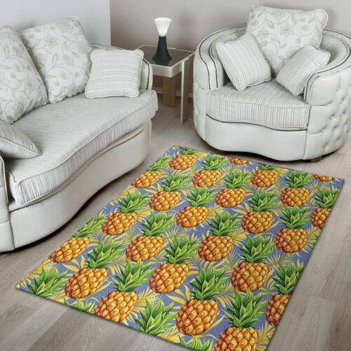 Yellow Pineapple Hawaiian Print Sillvela Area Rug
