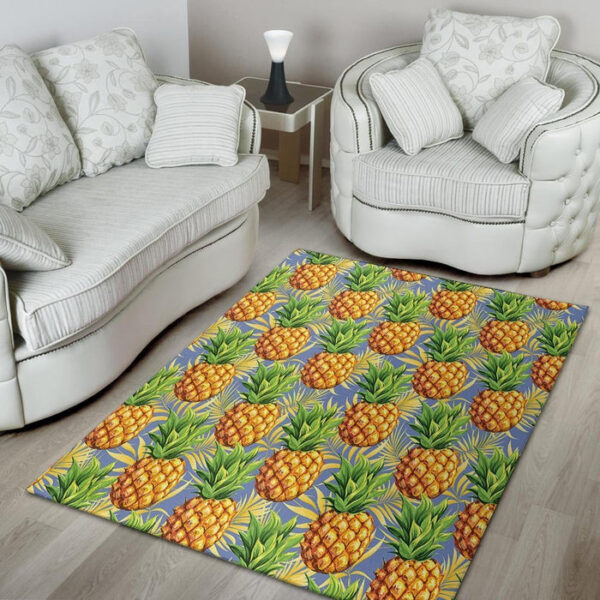 Yellow Pineapple Hawaiian Print Sillvela Area Rug