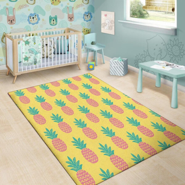 Yellow Pineapple Print Sillvela Area Rug