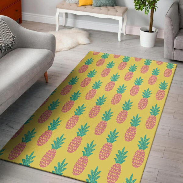 Yellow Pineapple Print Sillvela Area Rug