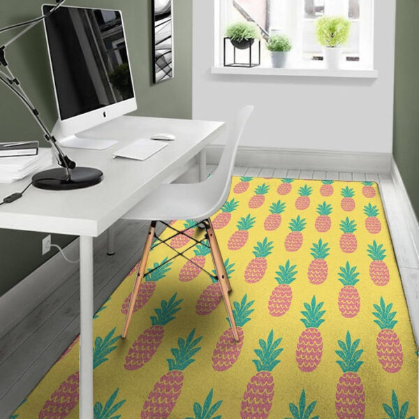 Yellow Pineapple Print Sillvela Area Rug