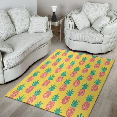 Yellow Pineapple Print Sillvela Area Rug