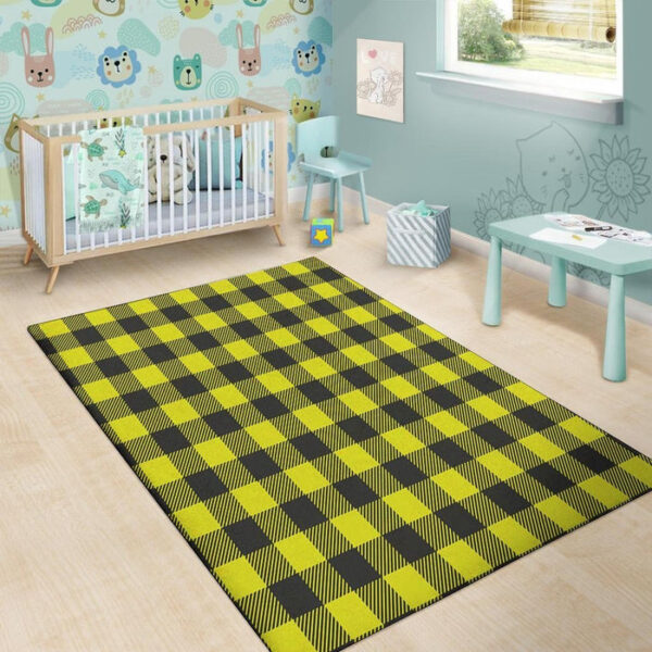 Yellow Plaid Sillvela Area Rug