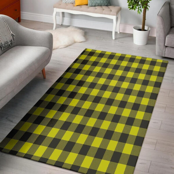 Yellow Plaid Sillvela Area Rug