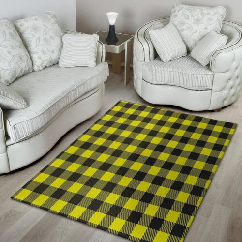 Yellow Plaid Sillvela Area Rug