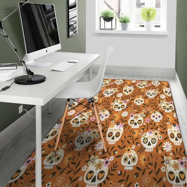 Yellow Sugar Skull Sillvela Area Rug