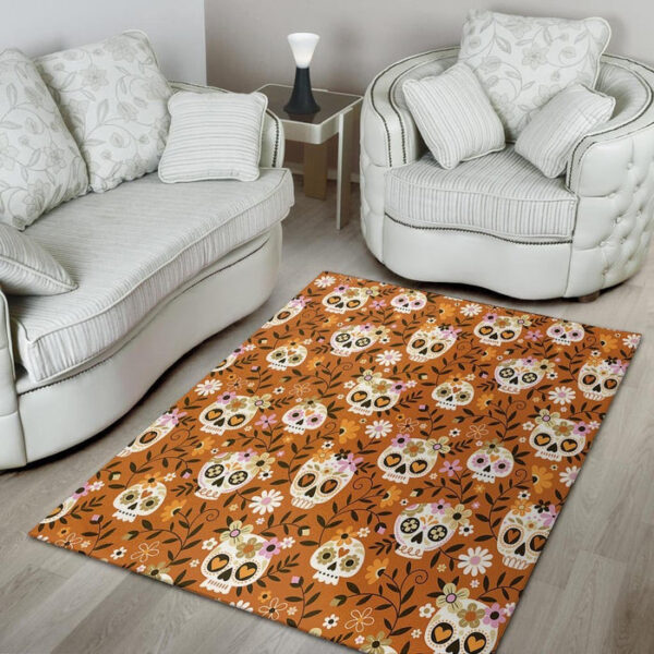 Yellow Sugar Skull Sillvela Area Rug