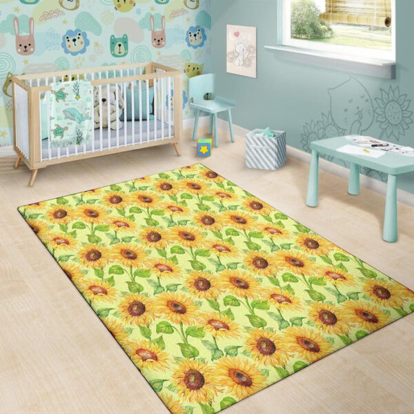 Yellow Sunflower Print Sillvela Area Rug