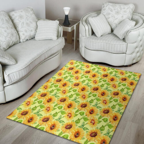 Yellow Sunflower Print Sillvela Area Rug