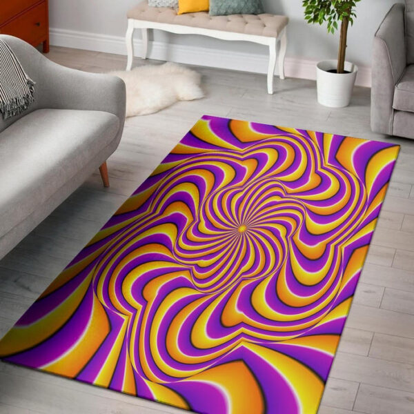 Yellow and purple spin illusion. Sillvela Area Rug