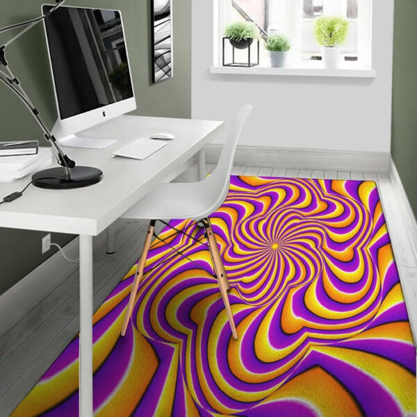 Yellow and purple spin illusion. Sillvela Area Rug