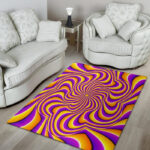 Yellow and purple spin illusion. Sillvela Area Rug