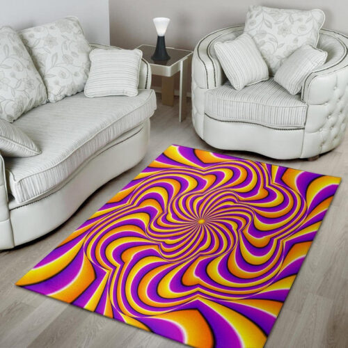 Yellow and purple spin illusion. Sillvela Area Rug
