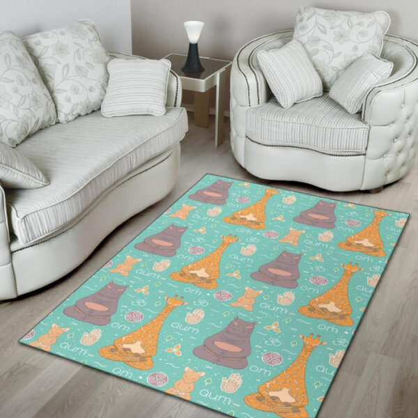 Yoga Meditation Pattern Print Sillvela Area Rug