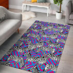 Zebra Neon Pattern Print Sillvela Area Rug