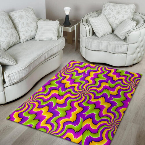 Zigzag Psychedelic Optical illusion Sillvela Area Rug