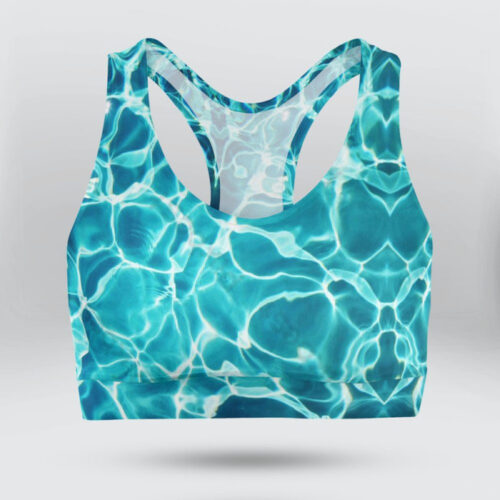 Summer Blue Water Surface Sports Bra for Women