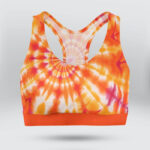 Orange Rainbow Tie Dye Sports Bra for Women