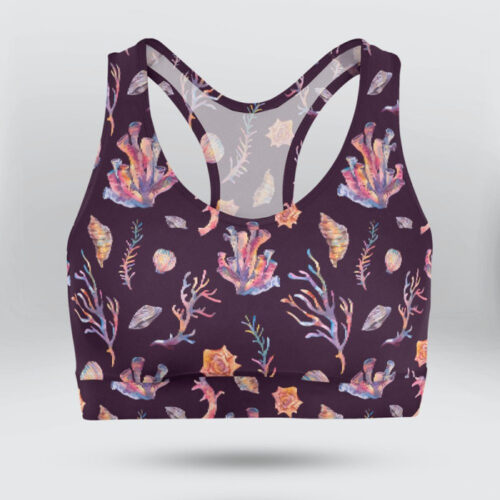 Marine Plants Pattern Sports Bra for Women