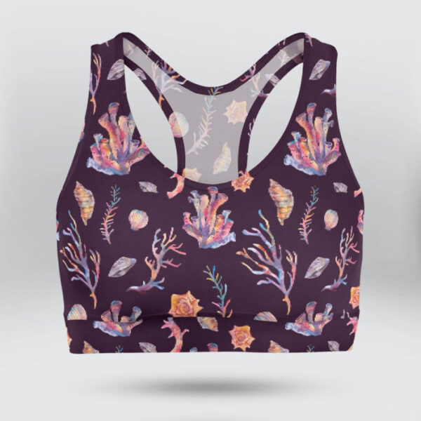 Marine Plants Pattern Sports Bra for Women