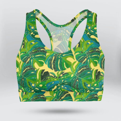 Tropical Leaves Sports Bra for Women