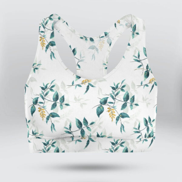 Tropical Palm Tree Leaf Pattern Sports Bra for Women