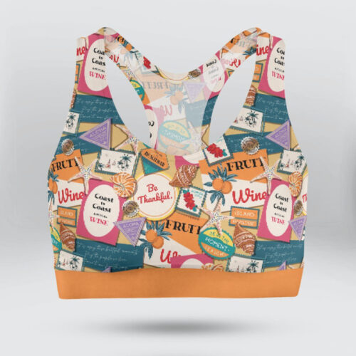 Colourful Summer Beach Vacation Tropical Sports Bra for Women
