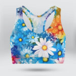 Cute Tie Dye Daisy Flowers Sports Bra for Women
