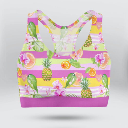 Tropical Fruit and Flowers Sports Bra for Women