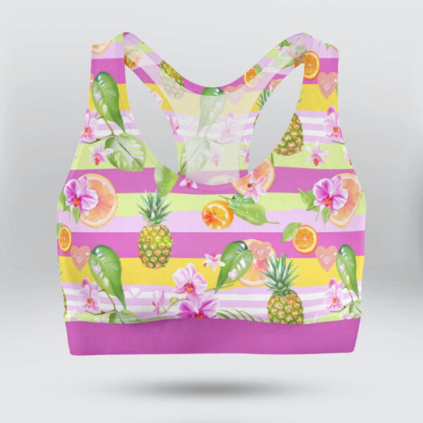 Tropical Fruit and Flowers Sports Bra for Women