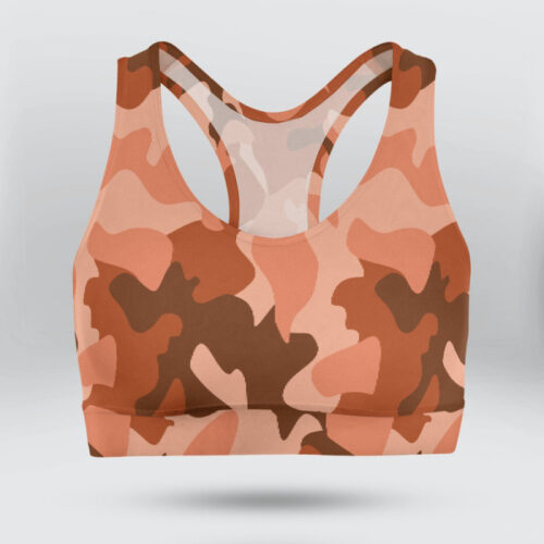 Army Orange Camo Sports Bra for Women