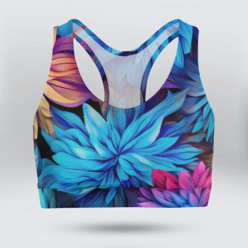 Tie Dye Chrysanthemum Sports Bra for Women