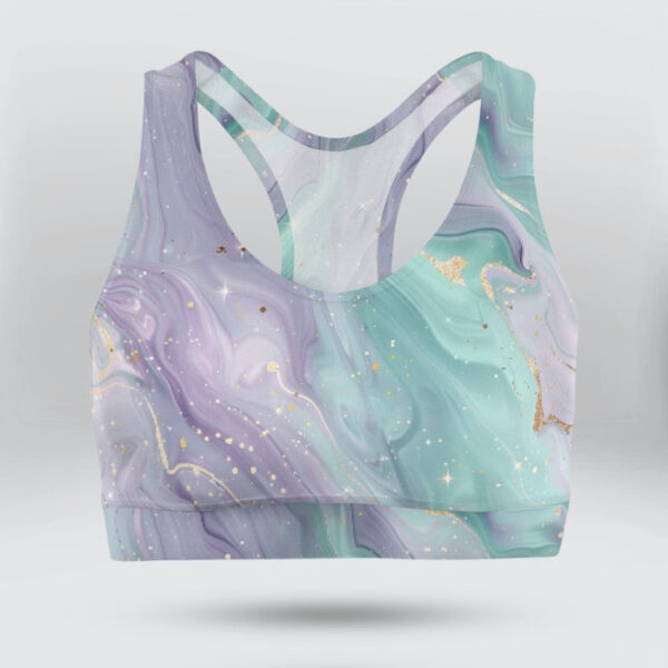 Abstract Marble Swirl Sports Bra for Women