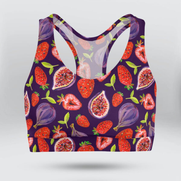 Summer Fruit Strawberry and Figs Sports Bra for Women