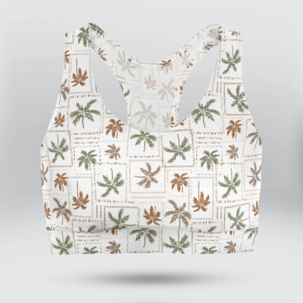 Geometric Tropical Palm Tree Sports Bra for Women