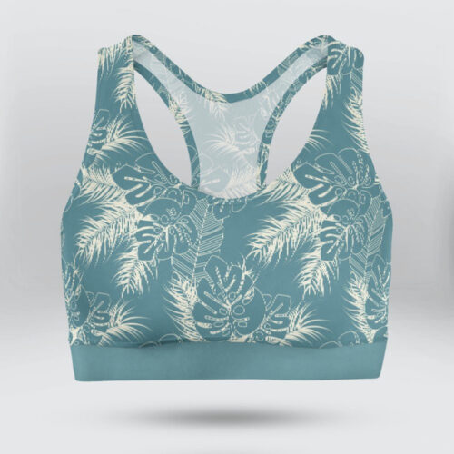 Summer Tropical With Palm Leaves Pattern Sports Bra for Women