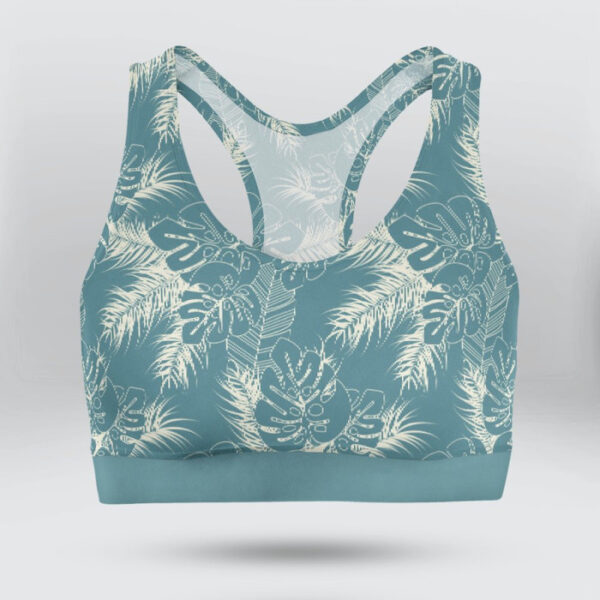 Summer Tropical With Palm Leaves Pattern Sports Bra for Women
