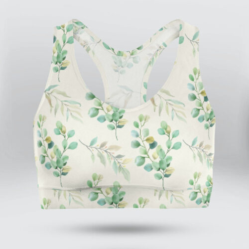 Reenery Leaves And Chrysantemum Sports Bra for Women