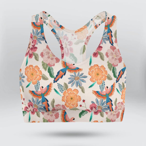 Parrot and Tropical Flower Sports Bra for Women