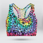 Rainbow Tie Dye Leopard Sports Bra for Women
