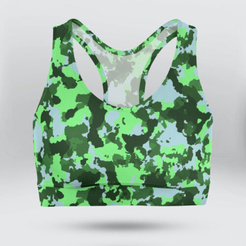 Army Green Camo Sports Bra for Women