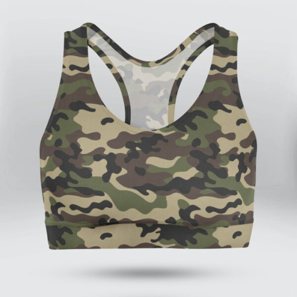 Army Green Camo Sports Bra for Women