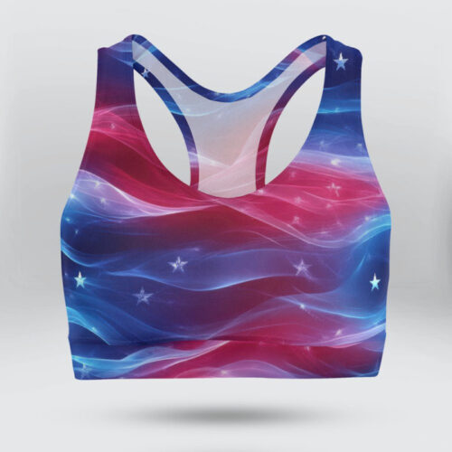 USA American Flag Smoke Sports Bra for Women