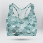 Blue Mermaid Fish Scale Sports Bra for Women