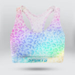 Pastel Rainbow Bright Glitter Sports Bra for Women