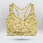 Yellow Mermaid Fish Scale Sports Bra for Women