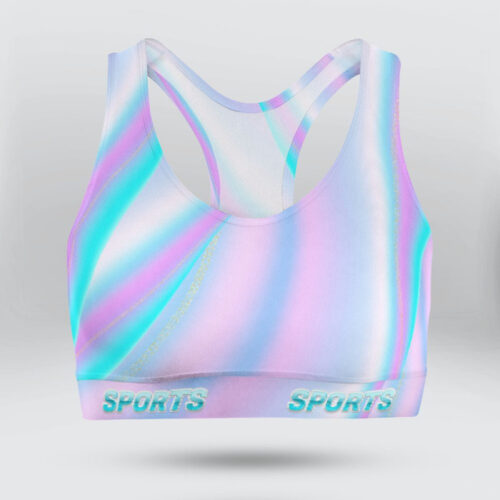 Pastel Rainbow Glitter Sports Bra for Women