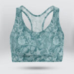 Art Sea Background With Sea Creatures Sports Bra for Women